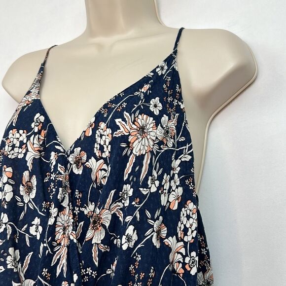 Lush blue floral print wrap spaghetti strap top size small EUC - Picture 4 of 13